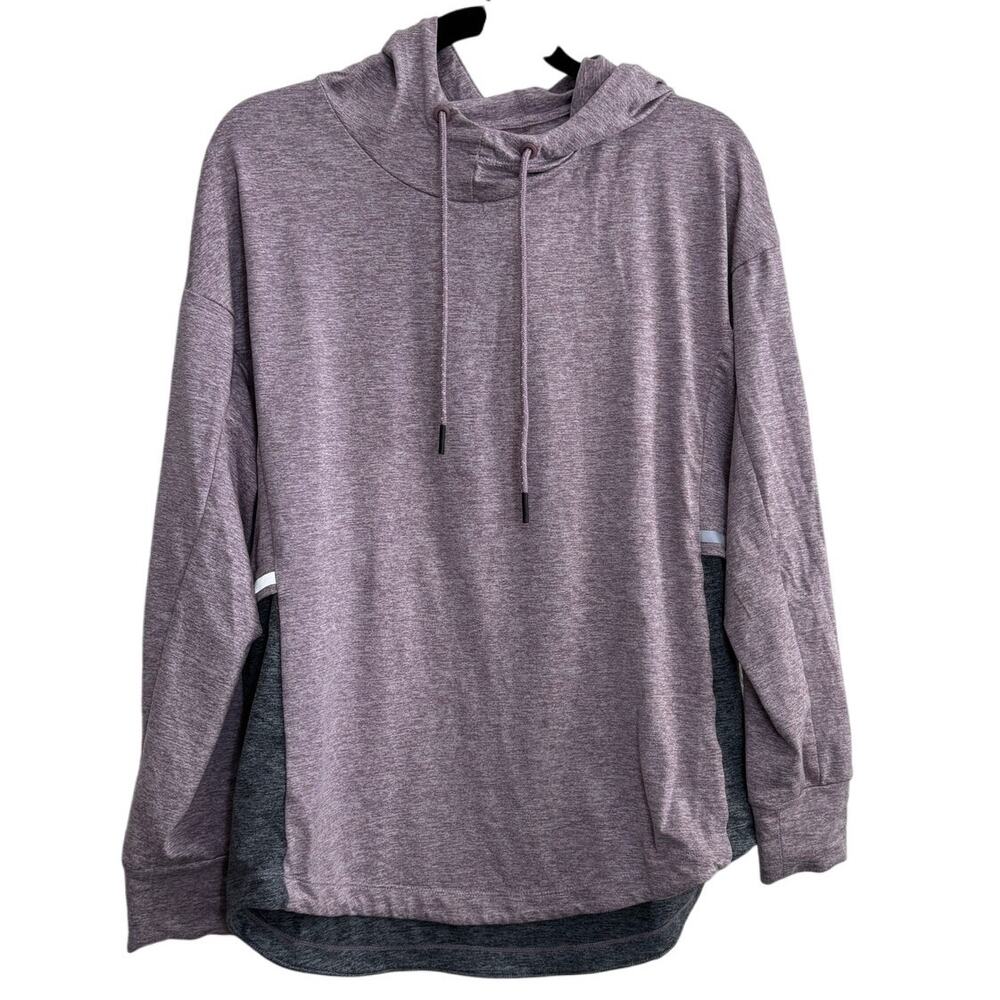 Women's Serene Tangerine Soft Hooded Pullover Heather Purple Gray Large